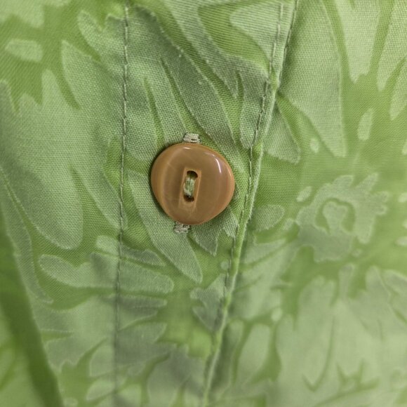 Sag Harbor Lime Green Floral Button Up Sheer Cotton/Poly Blend Medium - Picture 6 of 11